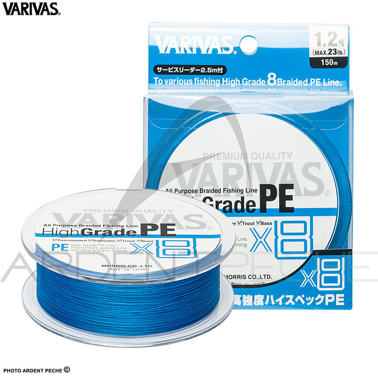 Tresse VARIVAS High grade PE X8 150m bleue