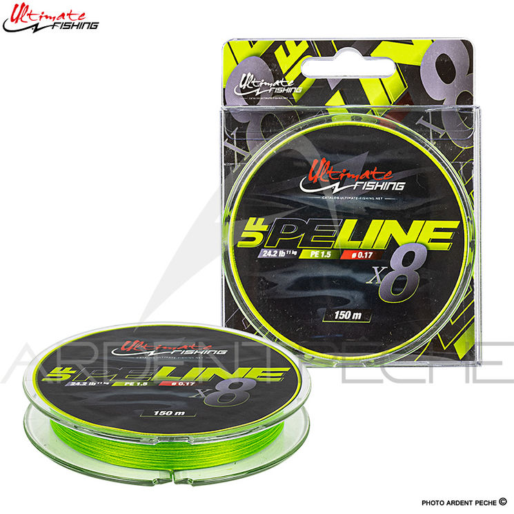 Tresse ULTIMATE FISHING PE Line X8 Chartreuse 150m