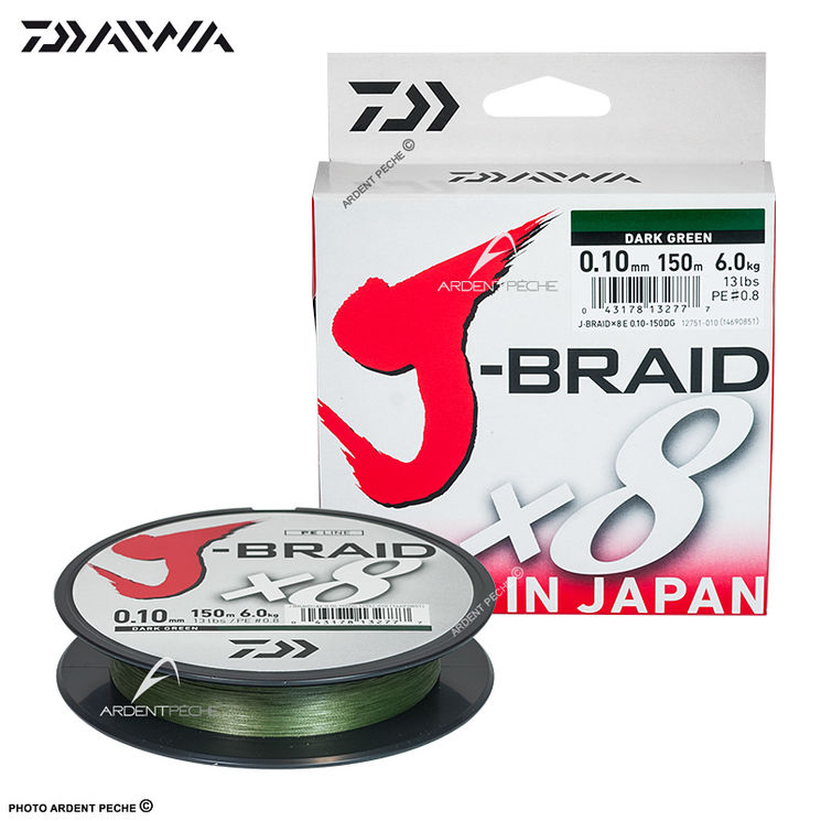 Tresse DAIWA J Braid X8 verte 150m