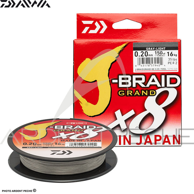 Tresse DAIWA J Braid Grand X8 grise 135m